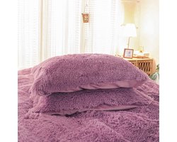 Stunq® Pluche Beddengoed Set, 135 x 200 cm Wit Crème Warm Winter Pluizig Flanel Flanelletten Meisjes Dekbedovertrek met Rits en 1 Kussensloop 40 x 80 cm