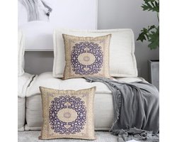 Stunq® Set van 2 decoratieve kussenhoezen met vintage boho patroon 40 x 40 cm