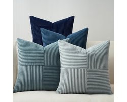 Stunq® Set van vier blauwe kussenhoezen met kleurverloop voor diverse ruimtes, 40 x 40 cm