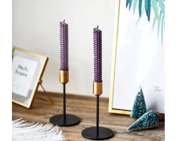 Stunq® Stokkaars Houder Set van 2 – Zwart & Goud – Metalen Kandelaar voor Conische Kaarsen – Modern & Retro Design – Voor Eettafel, Woonkamer & Feestdagen