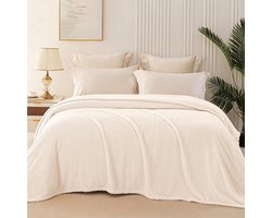 Stunq® Zachte en Warme Flanellen Deken 220 x 240 cm Wit voor Gezellige Avonden