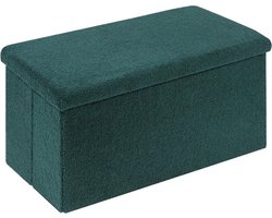 Stunq® Zitbank met opbergruimte, opvouwbare zitbank, fluwelen voetenbank, kist, opbergdoos met deksel, groen, 80 x 40 x 40 cm