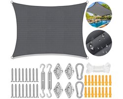 Stunq® Zonnezeil 2x3m Rechthoekig Waterdicht met Bevestigingsset