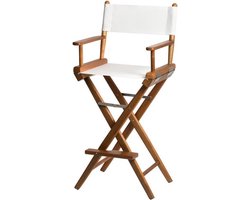 Stuurstoel Hoog Teak DeLuxe met Wit Canvas (Geolied)