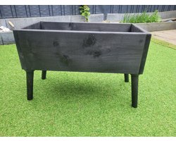 Stylewood Plantenbak - Zwarte houten poten - Zwart - 50x40x24,5