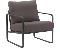 Stylish Lounger Fauteuil met Armleuning - Stevig Metalen Frame - Comfortabel en Duurzaam - Bruin Imitatieleer