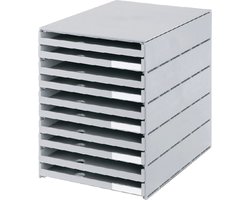 Styro ladenblok Styroval met 10 open laden grijs