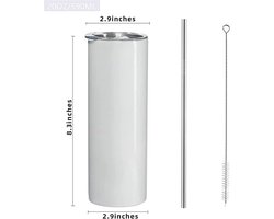 Sublimaties 4 stuks - 500 ml - Roestvrijstalen thermos met metalen rietje voor sublimatiedruk - tuimelpers en oven