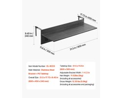 SucceBuy balkon hangende opklapbare tafel - balkon leuningtafel - 30,5 × 81,3 cm. - inklapbaar en ruimtebesparend - stevig metalen frame - ideaal voor balkon, terras en patio - zwart