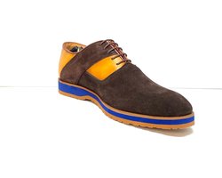 Suede met Lederen Herenschoen, maat 45 Bruin met cognac