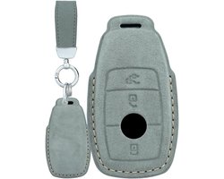 Suède Sleutelcover voor Mercedes-Benz - Bescherming voor A, C, E, S, G, GLC, CLE, CLA, S63 AMG - Grijze Uitvoering
