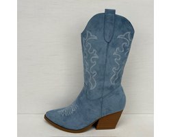 Suèdine cowboylaarzen met leuk stiksel blauw Blauw / 38
