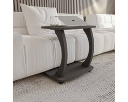 Sugodesign Arasta Bijzettafel met Wielen – Laptoptafel voor Bank – Kleine Woonkamertafel – Salontafel in Stijlvolle Antraciet Look