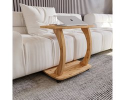 Sugodesign Arasta Bijzettafel met Wielen – Laptoptafel voor Bank – Kleine Woonkamertafel – Salontafel in Stijlvolle NotenhoutLook