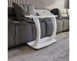 Sugodesign Arasta Bijzettafel met Wielen – Laptoptafel voor Bank – Kleine Woonkamertafel – Salontafel in Stijlvolle Wit