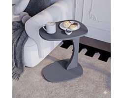 sugodesign Norma Bijzettafel - Bijzettafel met wielen - Bedtafeltje met Wielen - bijzettafel C-vorm antraciet - kleine stijlvolle salontafel