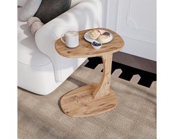 sugodesign Norma Bijzettafel - Bijzettafel met wielen - Bedtafeltje met Wielen - Notenhoutlook bijzettafel C-vorm - kleine stijlvolle salontafel