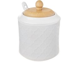 Suikerpot met Lepel Porselein Wit WHITELINE 350 ml - Serveerset