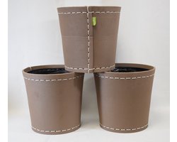 Suki - 3 stuks - bloempot bruin - rubber - waterdicht - H17 x Ø 18 cm