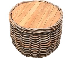 Sumatra grote ronde tafel met teakblad naturel rotan