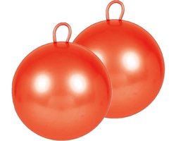 Summer Play skippybal - 2x stuks - oranje - 60 cm - pvc - springbal - kinderen - buitenspeelgoed - kinderspeelgoed