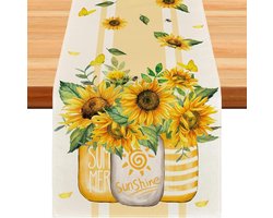 Summer Table Runner 33 x 183 cm - Outdoor Table Runner - Sunflowers - Summer Decoration - Kitchen Table Decoration - Summer Party - Beach Party - Zomerse Tafeldecoratie