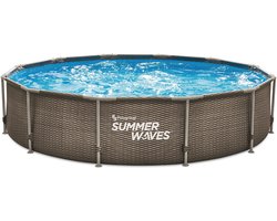 Summer Waves Active Frame-zwembad 366 x 76 cm Dark Double Rattan inclusief filterpomp
