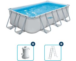 Summer Waves Frame Zwembad Rechthoekig - 400 x 200 x 100 cm - zwembaden - Inclusief Filterpomp - zwembadpomp - ladder - filterpatroon