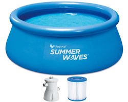 Summer Waves Opblaasbaar Zwembad Rond - ⌀244 x 76 cm - zwembaden - Inclusief Filterpomp - zwembadpomp - Filterpatroon