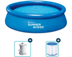 Summer Waves Opblaasbaar Zwembad Rond - ⌀305 x 76 cm - zwembaden - Inclusief Filterpomp - zwembadpomp - Filterpatroon
