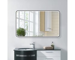 Summerlight - Badkamerspiegel - Rechthoek - 100x60 cm - Zwart - Spiegelverwarming - 3-standen Dimbare LED Verlichting - Touch Sensor - Industrieel