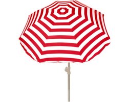 Summertime Strand parasol - rood/wit - D180 cm - in hoogte verstelbaar - Uv bestendig