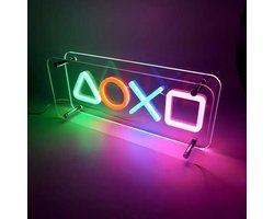 SUMOH® Gaming Neon Sign Lamp Verlichting Wanddecoratie Nachtlamp 3D – Gamer Button Icons Neon Licht Acrylic USB Powered LED Neon Light for Wall or Desk Decorations, Gamer Room, Speelkameraccessoire Gaming Gifts (Gaming Button)