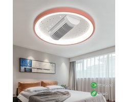 SUMOH® Plafondventilator beweegbaar met lamp licht en Sterren Stars LED 120 graden brede luchtinlaat – Intelligente App Modern en Veilig afstandsbediening – plafondlamp – Multifunctioneel – Dimbaar – woonkamer slaapkamer - ROZE
