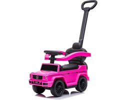 sun baby Duwauto voor kinderen, loopauto Mercedes Benz G met vergunning vanaf 12 maanden met stuur met geluid, kunststof stoel en wielen, duwstang, opbergvak onder stoel, nepreservewiel (Roze)