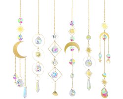 Sun Catcher Crystal Wind Chime, 3 stuks Kristallen Hanger Decoraties, Moon Star Decoratie Hangende Crystal Sun Catcher Raamdecoratie Hangende Ornament Kristallen Bollen Voor Tuin Thuiskantoor