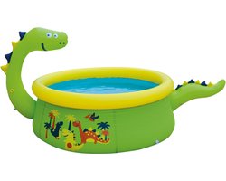 Sun Club Opblaasbaar Zwembad - Kinder Zwembad - Rond - Groen en Geel - Dino Buitenzwembad - ø 175 x 62 cm