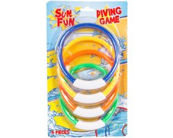 Sun Fun Duikringen Junior 13 Cm Groen/rood/geel/blauw 4 Stuks