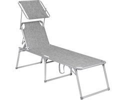 Sun Lounger - Outdoor Sun Lounger - Patio Sun Lounger - Garden Sun Lounger - Sunbed - Beach Sun Lounger - Portable Sun Lounger - Grijs - 65 x 200 x 48 cm (L x B x H)