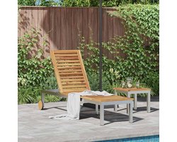 Sun Lounger roestvrijstalen zonnebed, outdoor relaxmeubel met verstelbare rugleuning voor tuin en terras, zilver