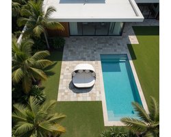 Sun Lounger with Sun Canopy, Sun Island, Beach Chair, Lounge, Garden Furniture, Rattan Furniture, Poly Rattan, Brown-Industrohome