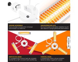 SunBeam Pro 3000 Infrarood Parasolverwarming – Professionele Terrasverwarmer met 360° Bereik - 3x 1000W Ultra-Low Glare Gold Tubes - IP65 Spatwaterdicht - Inclusief Afstandsbediening & Universele Mastbevestiging