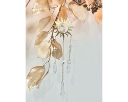 Suncatcher - Groot - Zon - Zonnevanger - Hanger - Raam Decoratie - Goud - Kristallen