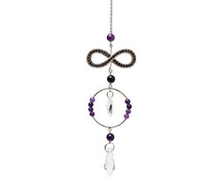 Suncatcher infinity met amethist en kristal – ± 31 cm