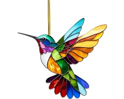 Suncatcher Kolibrie – Kleurrijke Raamhanger 8 cm – Acryl Raamdecoratie – Kolibrie Hanger voor Woonkamer, Tuin, Raam & Muur – 2D Decoratie