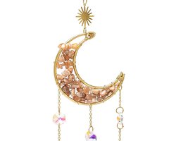 Suncatcher maan met roze maansteen - ±8 cm