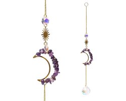 Suncatcher met amethist maan en kristallen bol