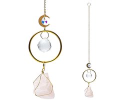 Suncatcher met maan en rozenkwarts