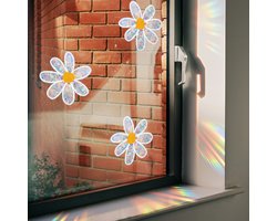 Suncatcher Sticker Daisy bloemen | Statisch | kristal | Madeliefjes| Dubbelzijdig bedrukt | Raamdecoratie | Raamfolie | Woonkamer | Huis inrichting | Stickerkamer®