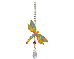 Suncatcher/Zonvanger/Zonnevanger - Libelle Regenboog - Crystal Dreams - Handgemaakt - 20mm Kristal - L20cm
